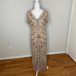 COPY - Pisarro Nights Taupe Beaded Floor Length G…